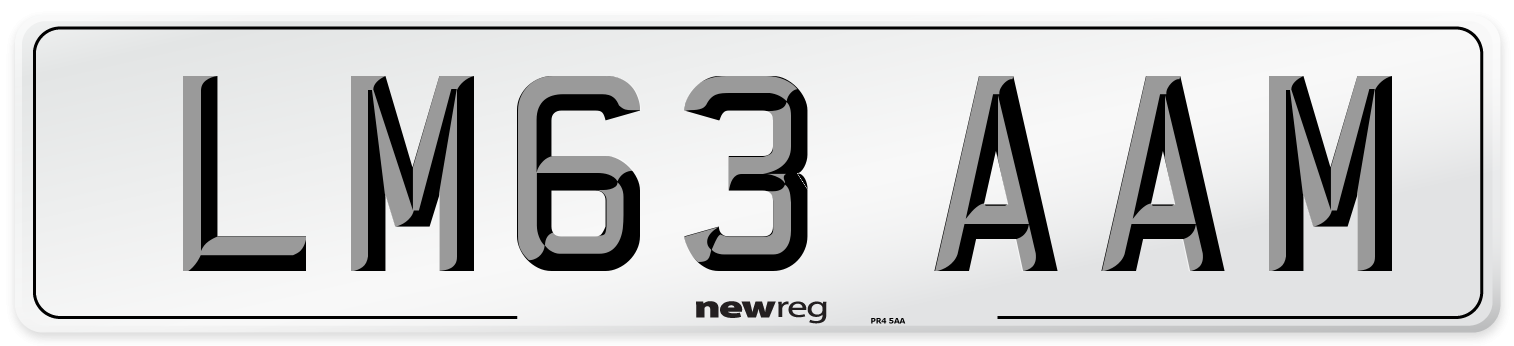 LM63 AAM Number Plate from New Reg